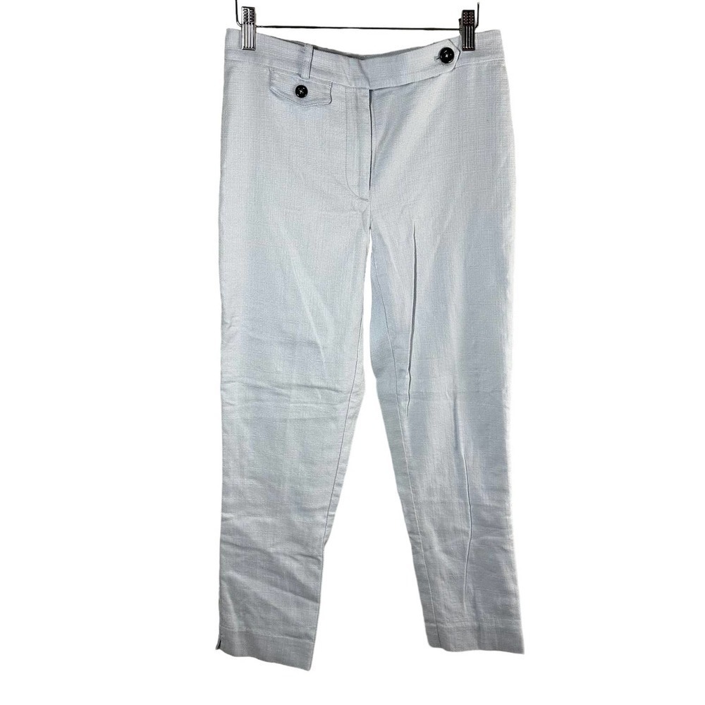 Anthropologie The Essential Slim Sky Blue Cotton High Rise Trouser Pants Size 2